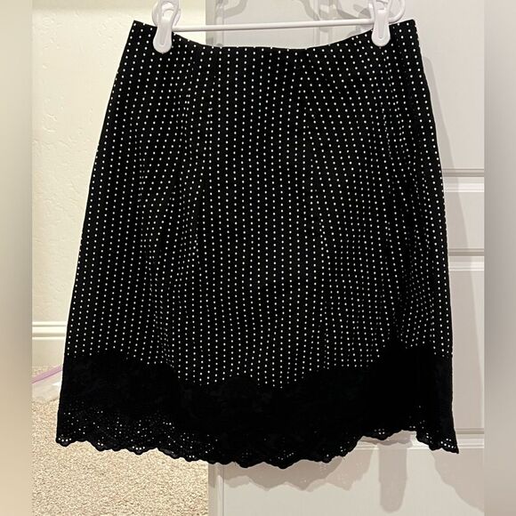Ann Taylor Black and White Polka Dot Midi Skirt Womens Size 2P - Picture 1 of 10